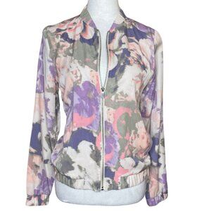 Juicy Couture Y2K Dopamine Floral Long Sleeve Zip Up Lightweight Bomber Jacket S